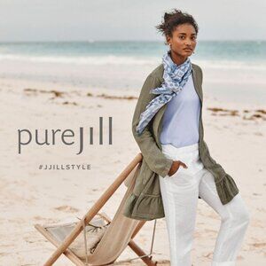 PureJill (Vietnam) Ladies Elegant Beige Linen/Cotton Luxe Cardigan
